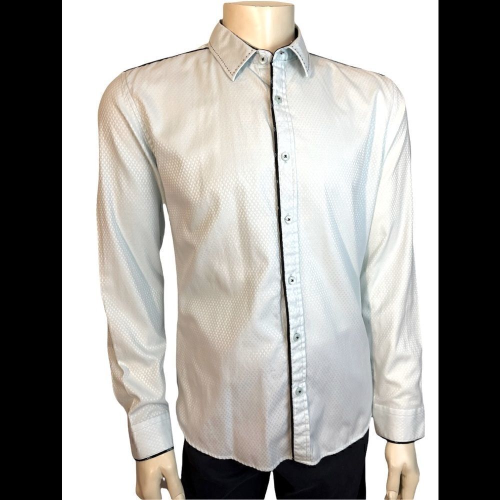 Tuvia Men’s Mint Green and Navy Dress Shirt Size XL